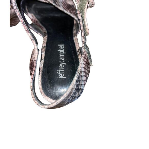 Jeffrey Campbell "Amma" Snake Print Platform Shoes Size 7.5 BLock Heel Open Toe - Picture 5 of 6